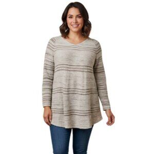 Style & Co Striped Tunic Women Hammack Heather Combo Sweater (Large) NWT